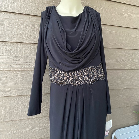 Alex Evenings Elegant Prom Dress Long sleeve Embellished Beaded Sequined - Picture 12 of 15